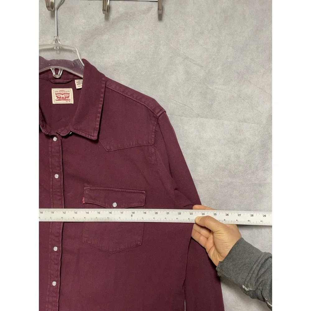 Levi's Shirt Men's 2XL Burgundy Twill Pearl Snap Button Up Workwear Chore Cowboy